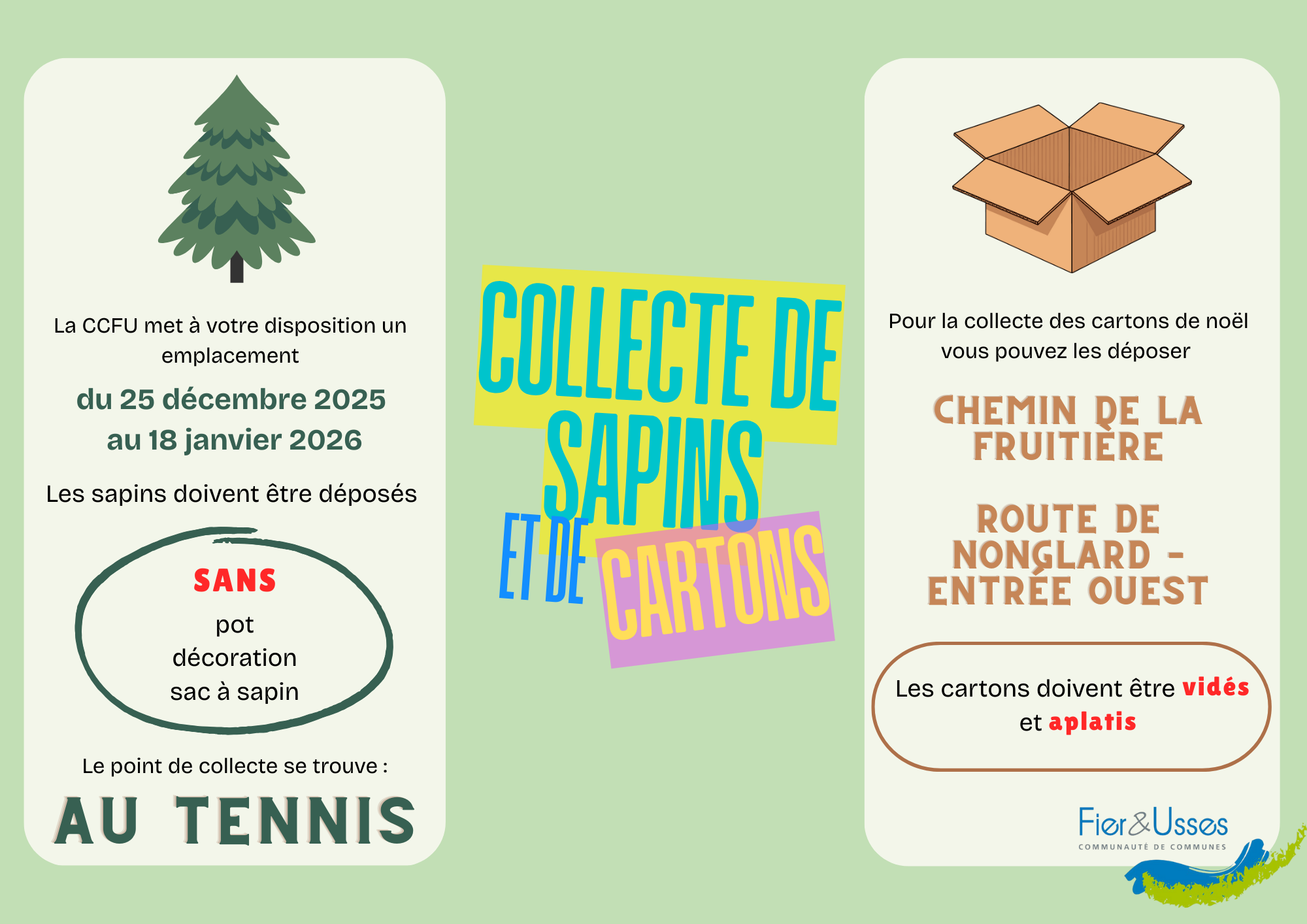 COLLECTE DE SAPINS ET CARTONS PAYSAGE