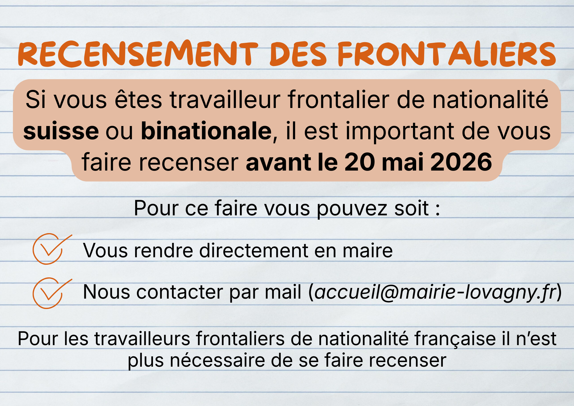 RECENSEMENT DES FRONTALIERS